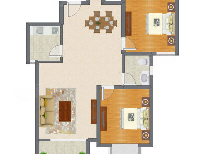 2室2厅 108.80平米户型图