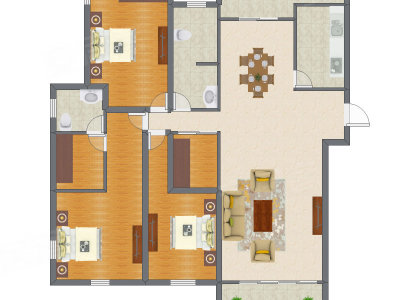 3室1厅 145.50平米户型图