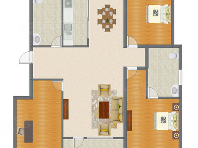 3室2厅 77.00平米