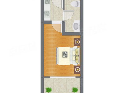 1室0厅 45.13平米户型图