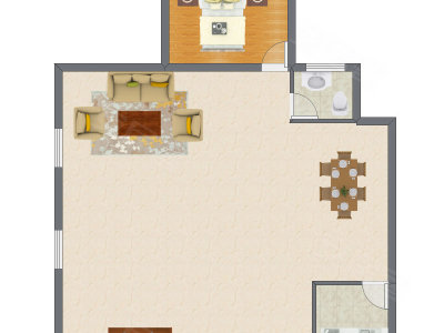 1室1厅 89.66平米户型图