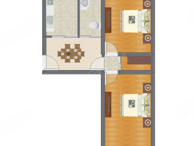 2室1厅 61.14平米