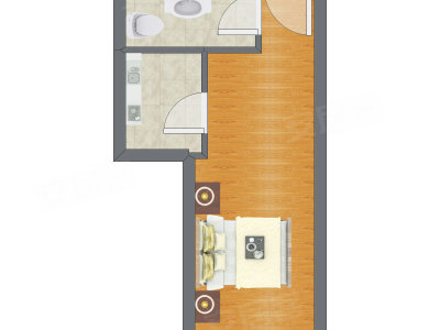 1室0厅 44.49平米户型图