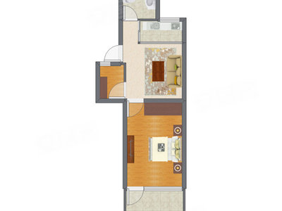 1室1厅 51.00平米户型图