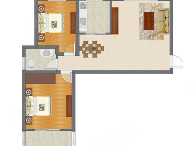 2室1厅 90.78平米