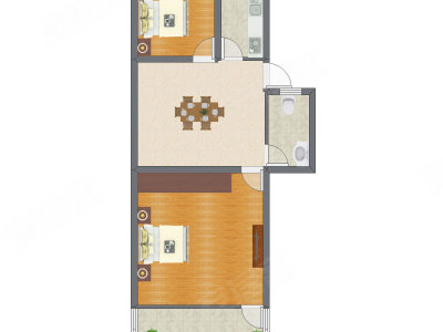 2室1厅 64.16平米