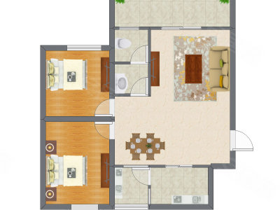 2室2厅 96.36平米户型图