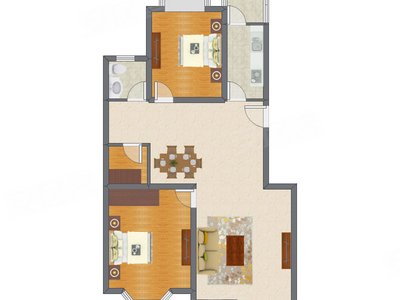 2室2厅 109.00平米