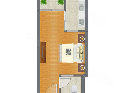 1室0厅 43.08平米户型图