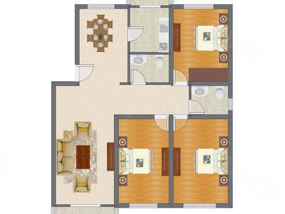 3室2厅 128.44平米