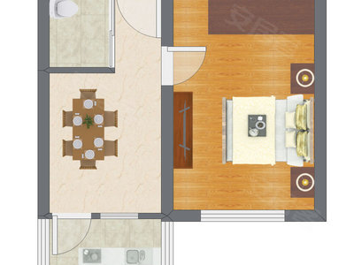 1室1厅 24.81平米户型图