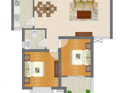 2室2厅 85.11平米户型图