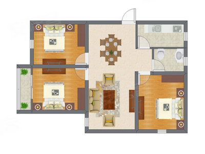 3室2厅 64.12平米