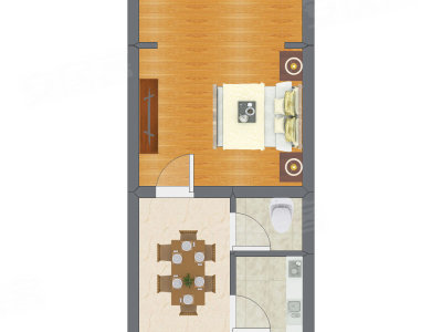 1室1厅 23.10平米户型图