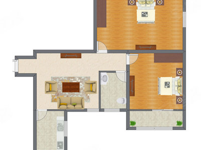 2室1厅 95.32平米户型图