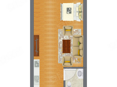1室1厅 20.04平米户型图