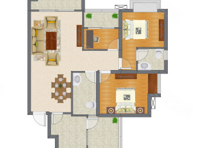 2室2厅 97.18平米户型图