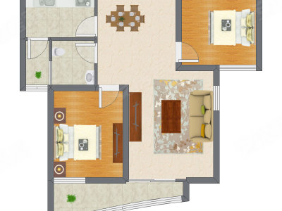 2室2厅 57.80平米户型图