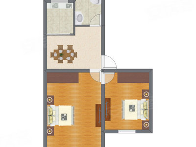 2室1厅 50.53平米