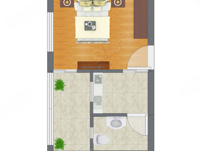 1室0厅 20.76平米户型图