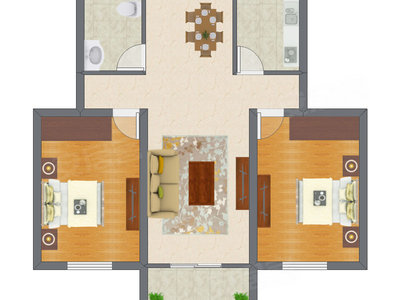 2室2厅 111.54平米户型图
