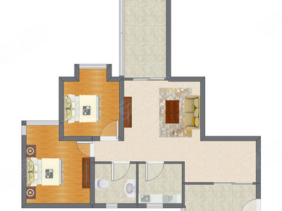 2室1厅 79.89平米户型图