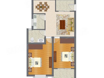2室2厅 80.90平米户型图