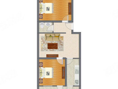 2室1厅 113.03平米户型图