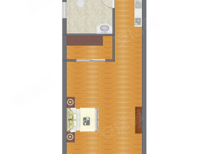 1室1厅 42.18平米户型图