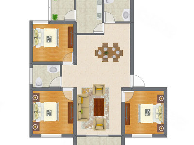 3室2厅 104.42平米