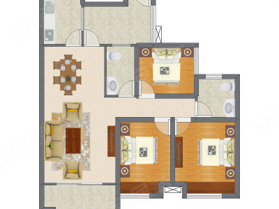 3室2厅 95.12平米