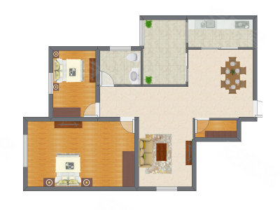 2室2厅 98.46平米户型图