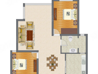 2室2厅 97.98平米户型图