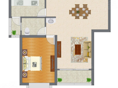 1室2厅 83.80平米户型图