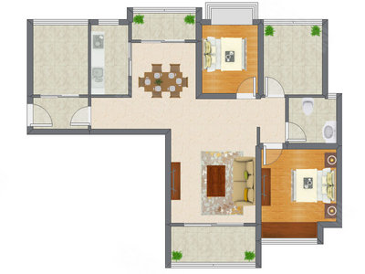 2室2厅 99.38平米户型图