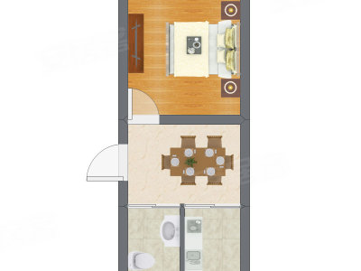 1室1厅 19.21平米