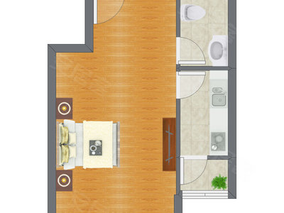 1室0厅 51.11平米户型图