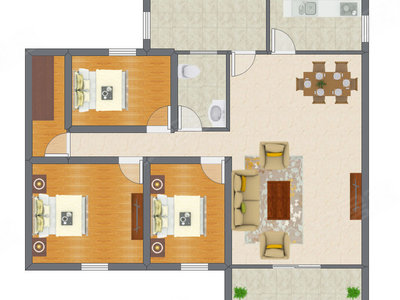 3室2厅 97.63平米