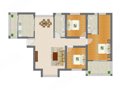 3室2厅 128.14平米
