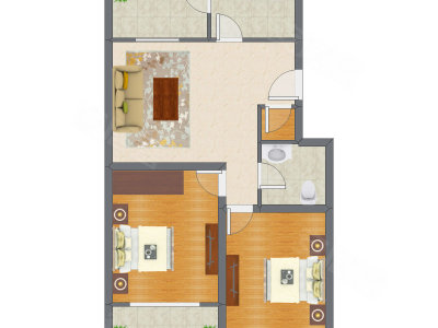 2室1厅 92.40平米户型图