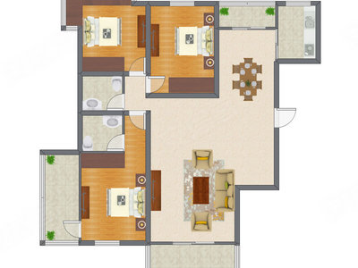 3室2厅 115.59平米