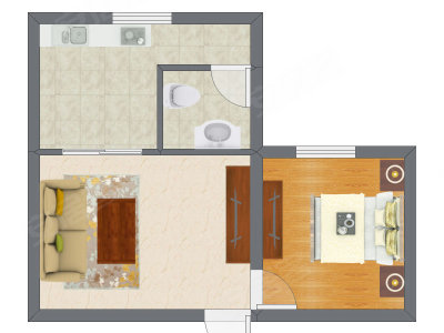 1室1厅 32.36平米户型图