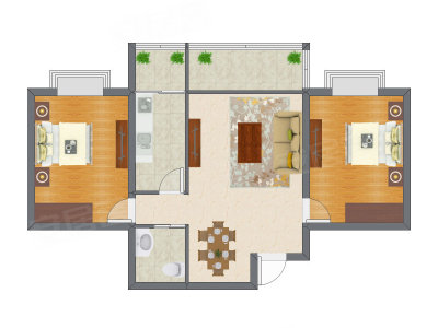 2室2厅 87.35平米