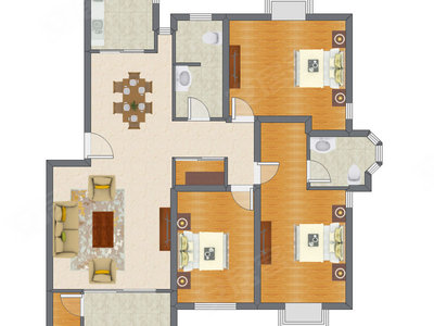 3室2厅 144.13平米