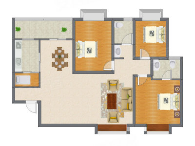 3室2厅 134.43平米