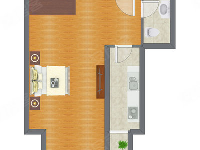 1室0厅 61.10平米户型图