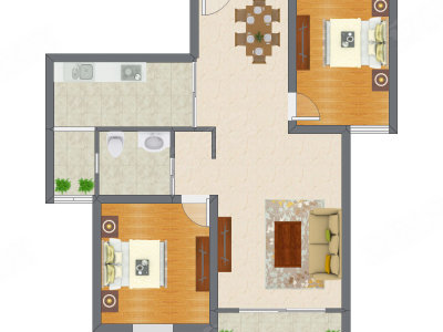 2室2厅 113.40平米户型图