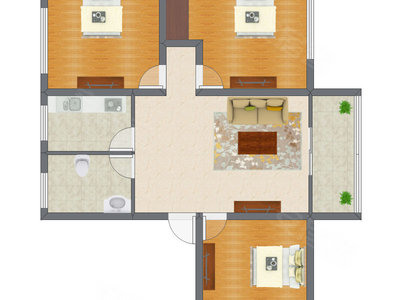 3室1厅 81.01平米