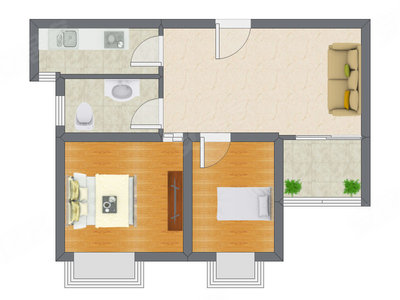 2室1厅 65.67平米户型图
