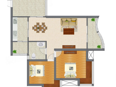 2室2厅 78.40平米户型图